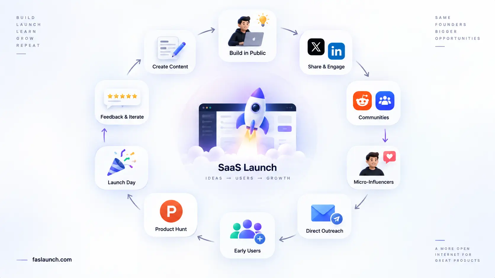 A countdown scene: days until launch, with the message "From idea to impact"